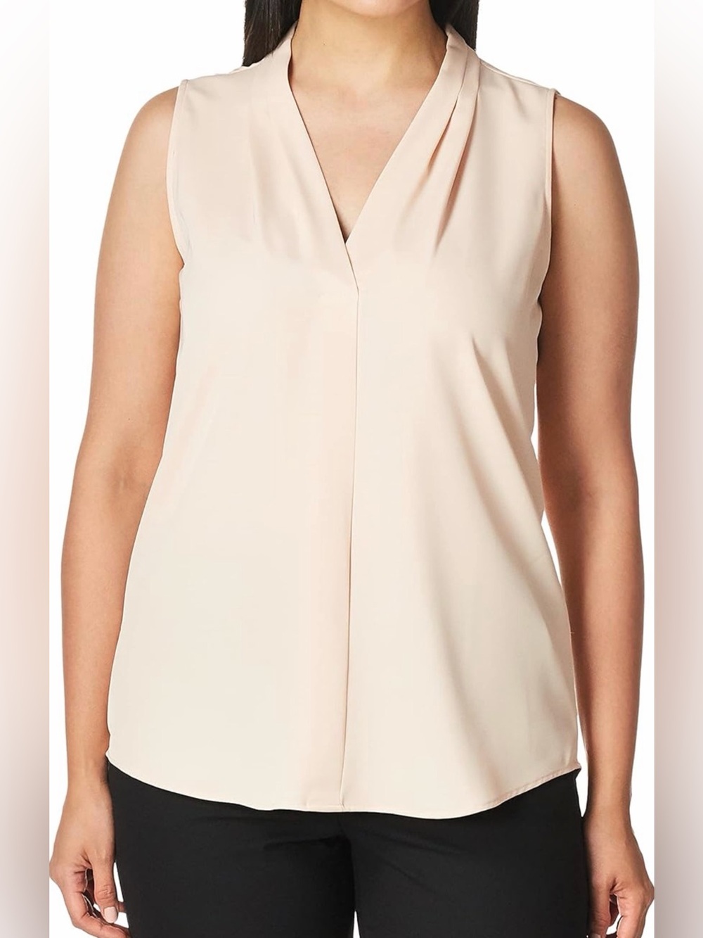 Calvin Klein Sleeveless V-Neck Tank Top in Blush